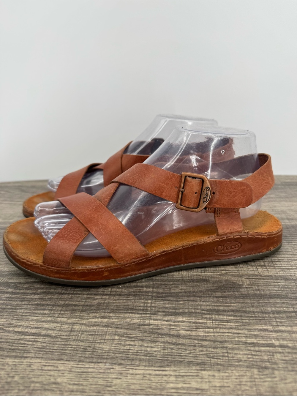Chaco Wayfarer Rust Brown Leather Womens Straps Buckle Sandals - Picture 2 of 11